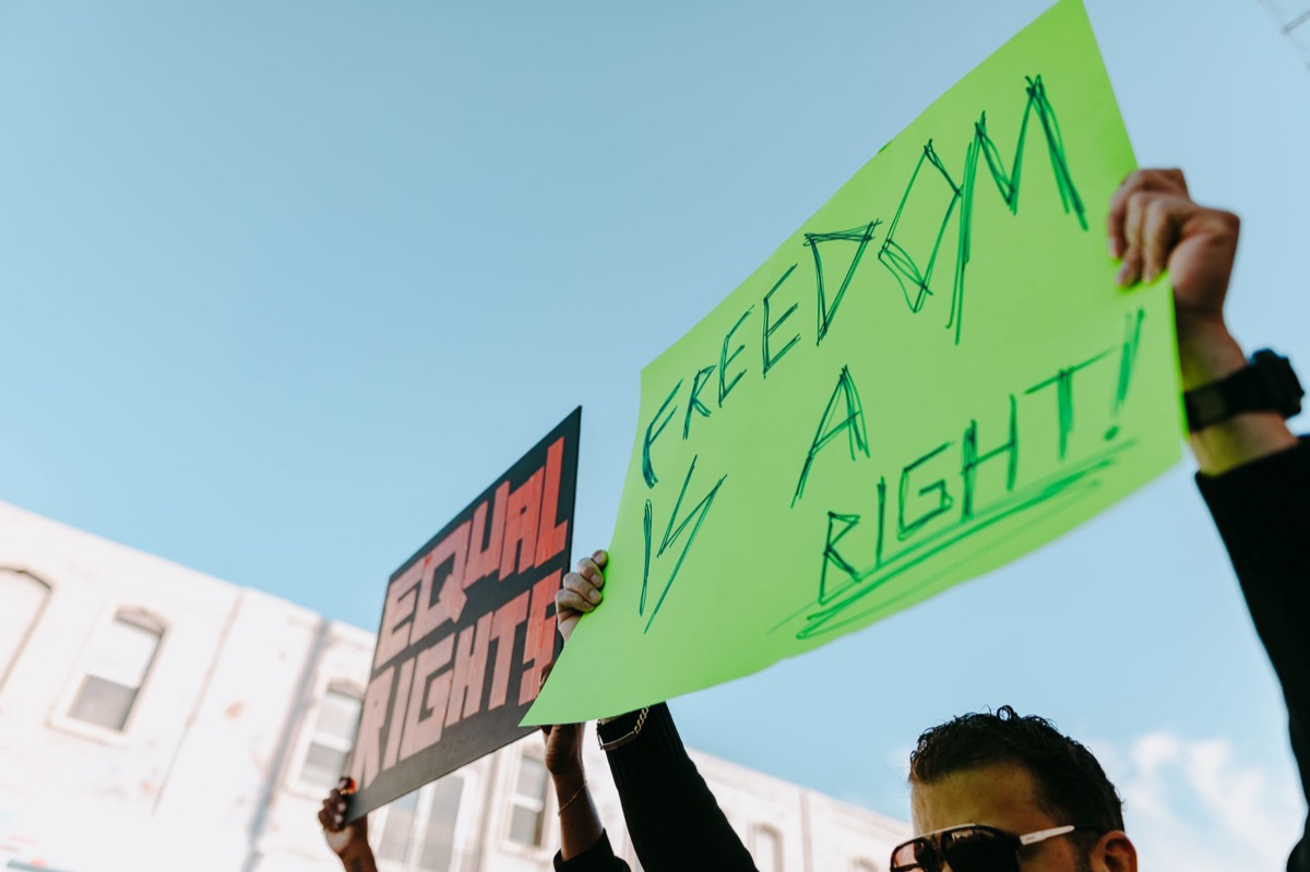 Protest sign for religious diversity in Spain